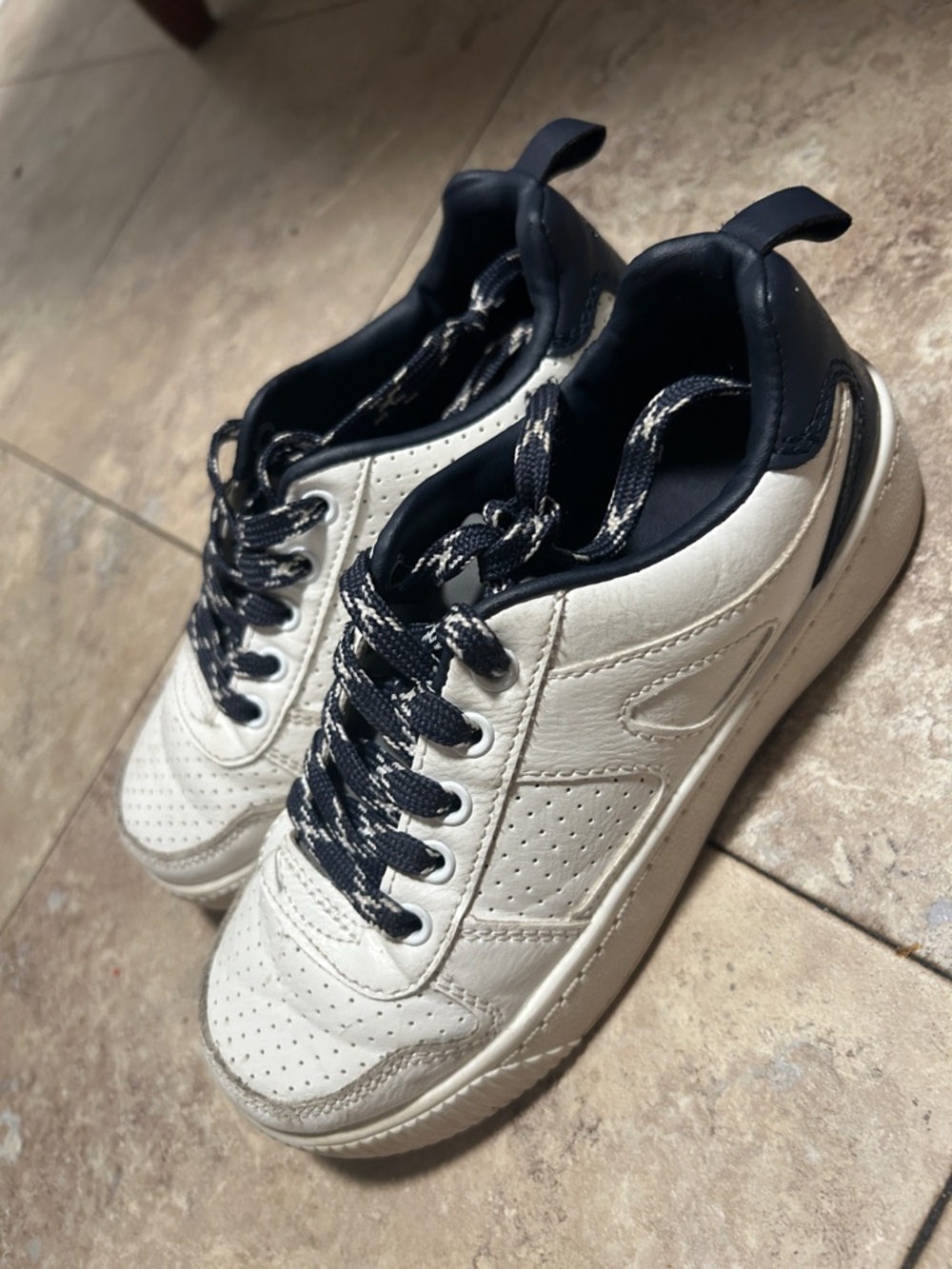 Carter's White and Navy Low-Top Sneakers